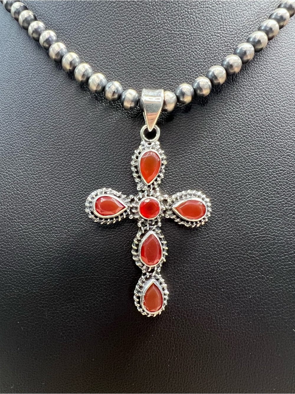 Sterling Silver Carnelian Cross